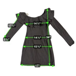 DO+BE Black Off The Shoulder‎ Ruffle Long Sleeve Bodycon Mini Dress M